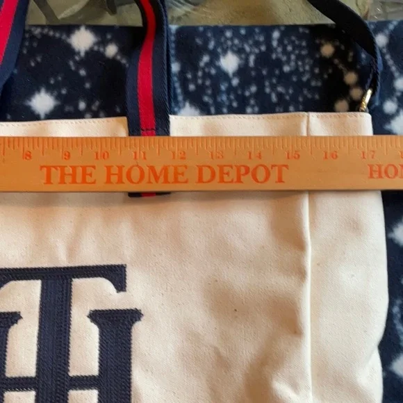 Tommy Hilfiger Blue/Red/Cream Canvas Tote, NWT - Picture 7 of 16